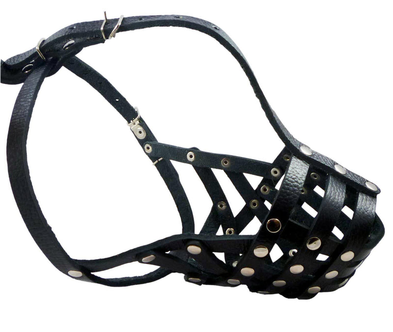 [Australia] - Secure Leather Mesh Dog Basket Dog Muzzle #11 Black - Pit Bull, Amstaff (Circumference 12", Snout Length 3.5") 