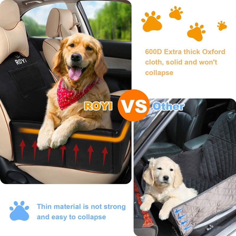 Wimypet Dog Car Seat with Seat Belt, 3 in1 Dog Booster Seat Cover Protector Waterproof Front Coverage/Small Basket Hammock, Pet Car Seat Carrier Basket with Mesh Pocket Sturdy Wall B-Normal-M - PawsPlanet Australia