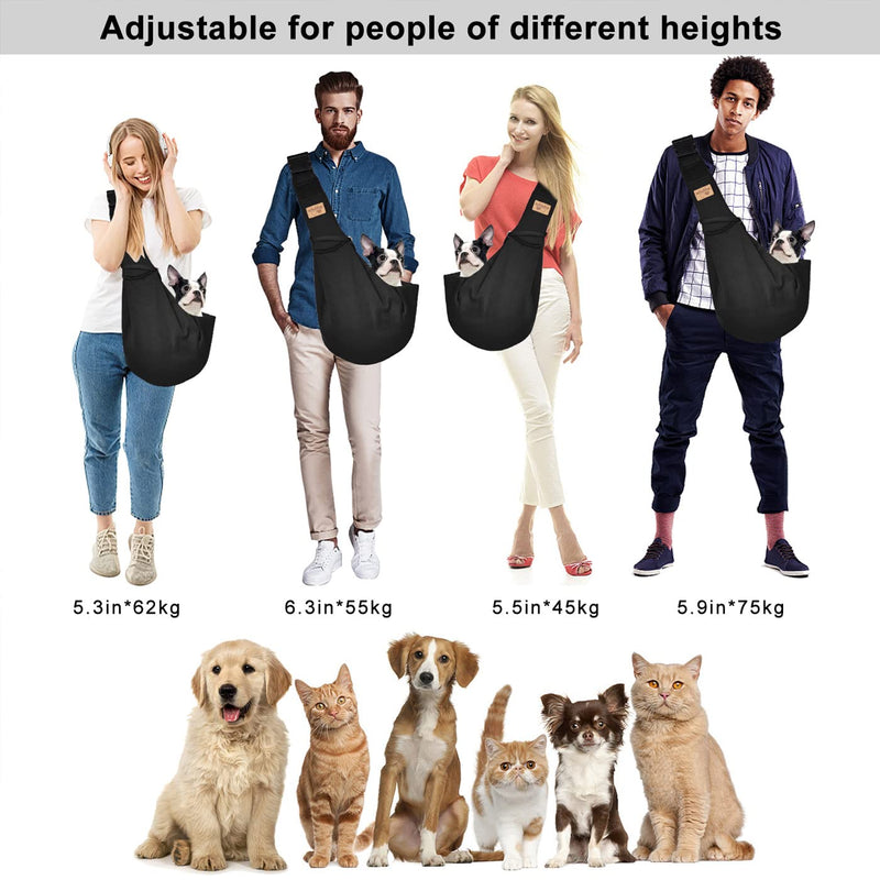 vrbabies Dog Carriers for Small Dogs Hands Free Breathable Reversible Dog Sling Carrier, Adjustable Cotton Dog Carrier Sling Design Suitable for Puppy, Small Dogs, and Cats for Outdoor Travel Black - PawsPlanet Australia