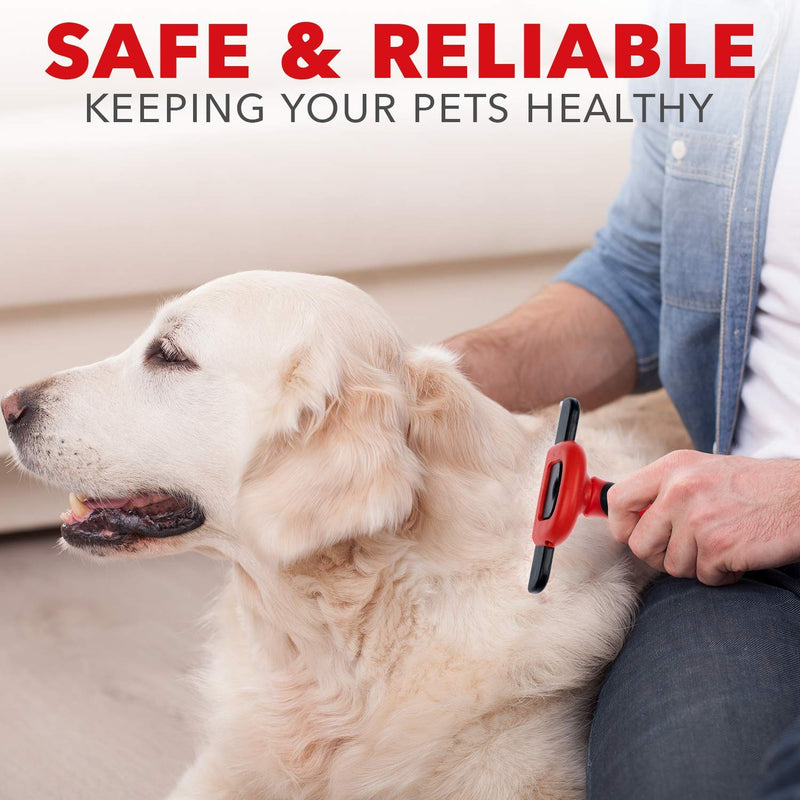 [Australia] - PET PULL Pet Grooming Brush - Professional Deshedding Tool for Dogs & Cats - Reduces Shedding Up to 95% - Pet Knot Detangler Comb w/Anti-Slip Handle & Detachable Head - Long & Short Dead Hair Remover 