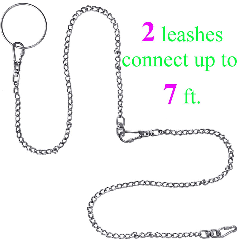 Dog Leashes Stainless Steel Strong Chain Metal Leads Training Leash 3 FT Rope Choke Collar Heavy Duty Chew Proof Pet Link for Large Medium Small Pets with 304 Circle Handle - PawsPlanet Australia