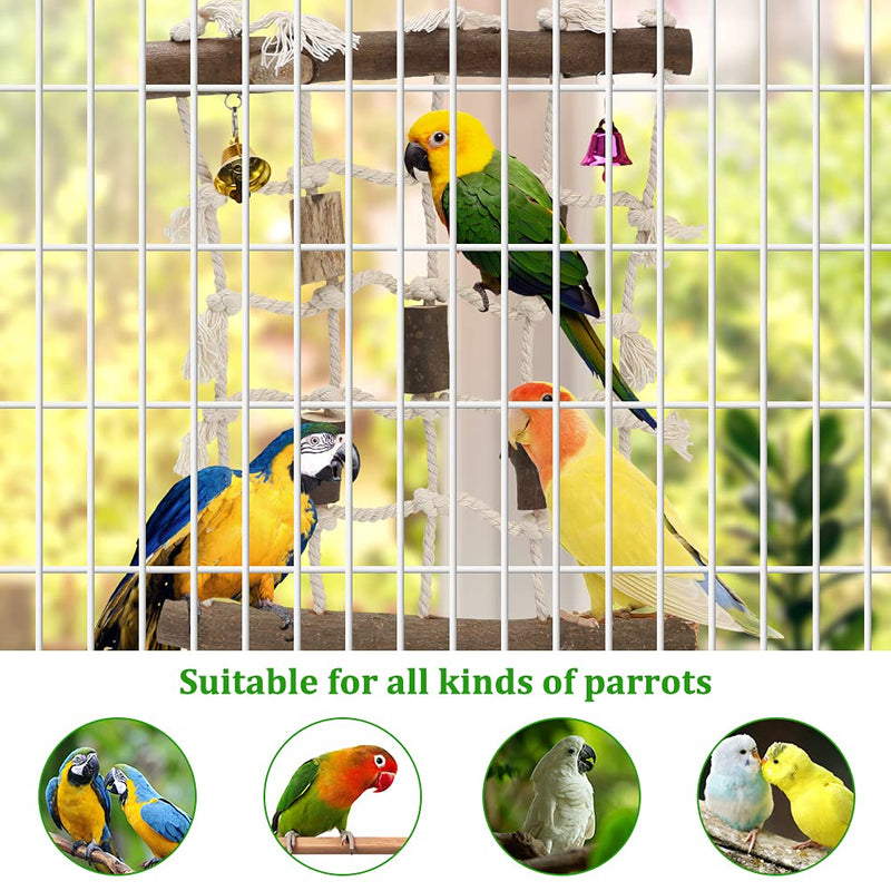 Laelr Bird Parrot Toys Ladders Swing Chewing Toys, Hanging Pet Bird Cage Accessories, Bird Rope Wooden Ladder for Small Parakeets, Cockatiels, Budgies, Conures, Love Birds, Finches - PawsPlanet Australia