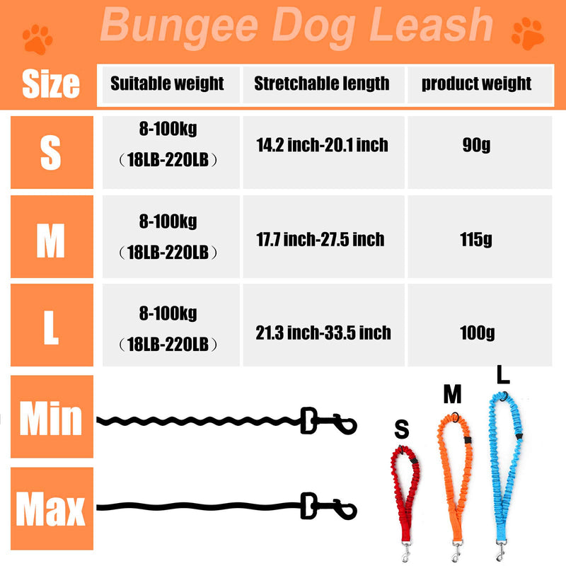 [Australia] - PAWDAY Multifunction Dog Leash Dog Shock Absorber Extension Leash Bungee Attachment, Strong Leash with Highly Reflective Threads, Prevent Injury on Arm or Save Dogs from Getting Hurt S Black 