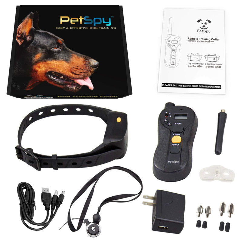 PetSpy P620 Dog Training Shock Collar for Dogs with Vibration, Electric Shock, Beep; Rechargeable and Waterproof Remote Trainer E-Collar - 10-140 lbs - PawsPlanet Australia