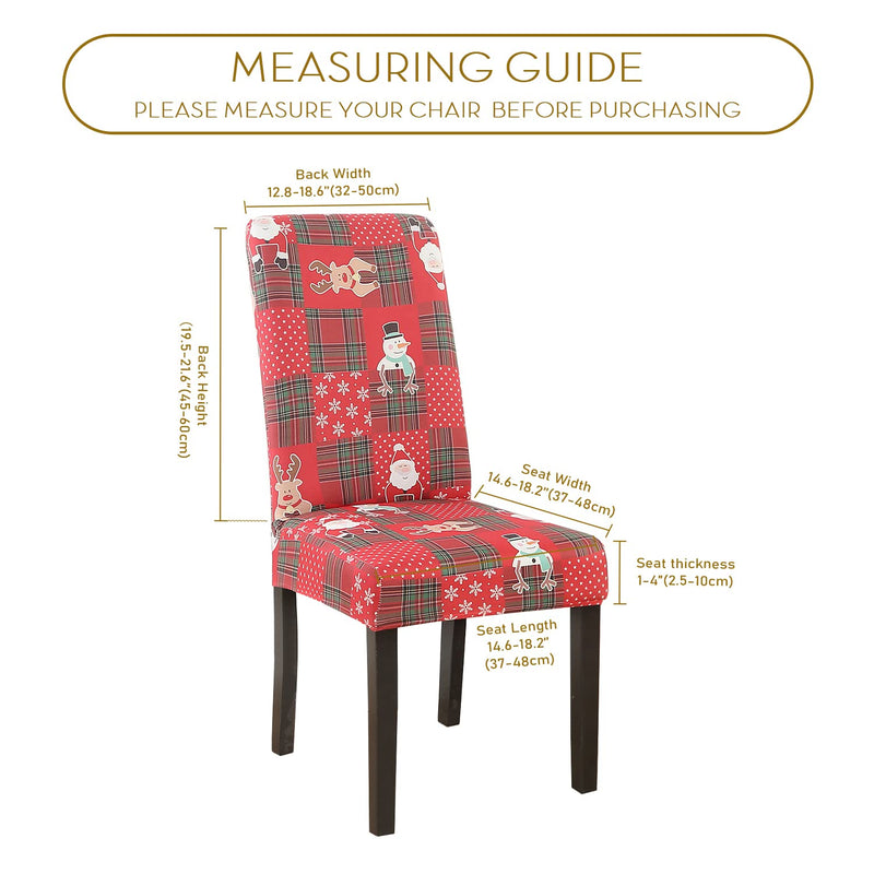 Christmas Dining Chair Covers Set of 2 - Yezex Stretchable Washable Removable Kitchen Chair Slipcovers Protector for Dining Room, Christmas Decoration, Holiday Party (Squares Red) Squares Red - PawsPlanet Australia