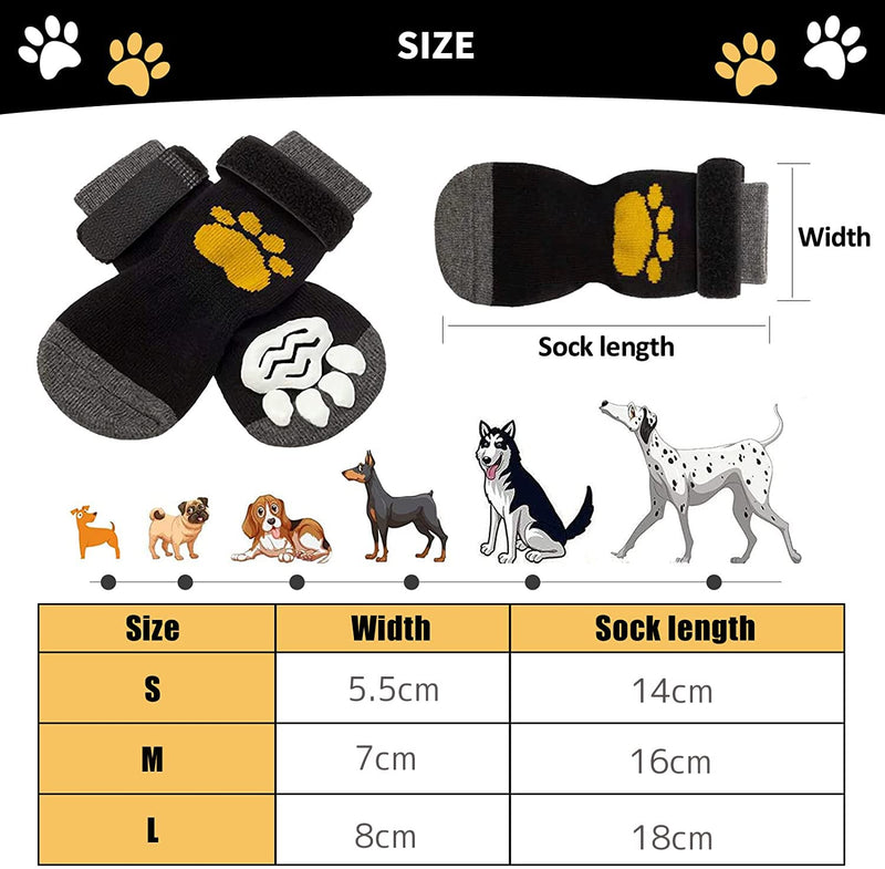 Dricar Dog Socks, 6 Pcs Anti-Slip Dog Socks Paws Stop Licking, Dog Cat Paw Protectors with Waterproof Rubber Bottom and Adjustable Straps, Traction Control for Pet Indoor Wear & Outdoor Walking (S) S - PawsPlanet Australia