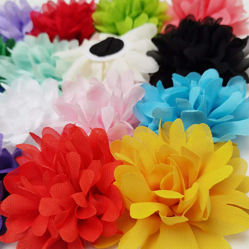 Chenkou Craft Pet Dog Collar Bows Charms Flowers Roses Accessories Attachment Decor for Cat Puppy Collars Grooming Large Bulk (16pcs Organza Flower 4") 16pcs Organza Flower 4" - PawsPlanet Australia