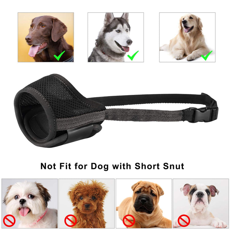 REENUO Dog Muzzles Mesh Breathable Nylon Adjustable Loop Dog Training Muzzle for Small Medium Large Dogs (L, black) L - PawsPlanet Australia