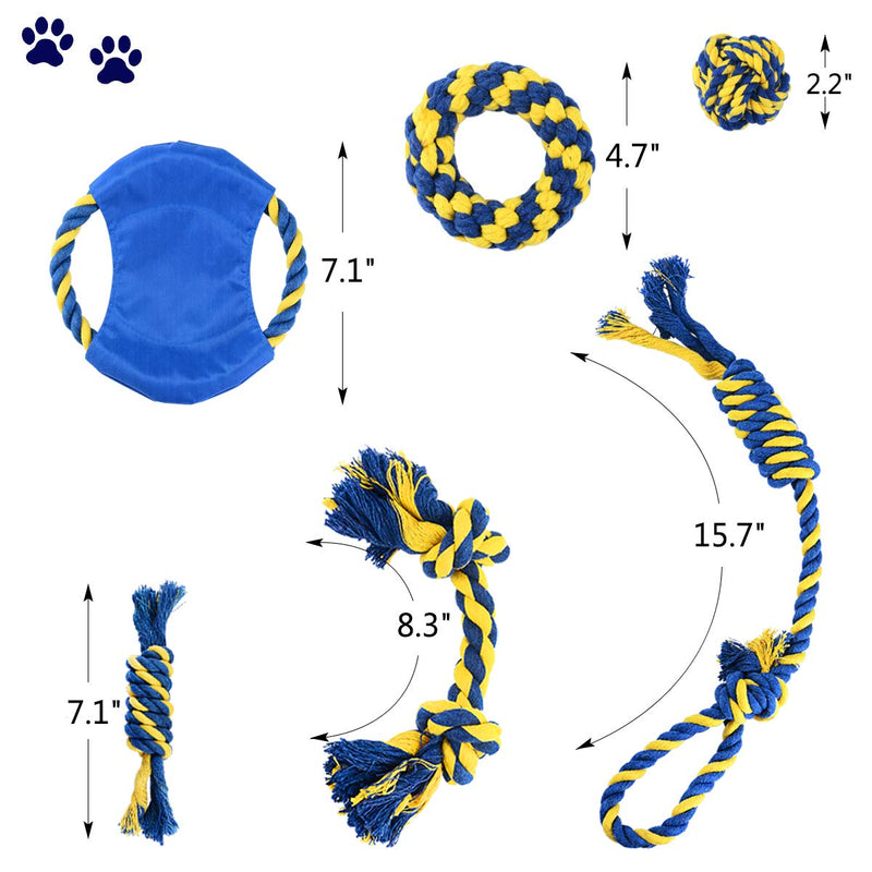 VIEWLON Dog Rope Toy, Dog Toys Set, Puppy Teething Toy, Chew Toys, Cotton Knot, Rope Ball, Dog Frisbee, for Teeth Cleaning, Beneficial to Dog's Dental Health Mental Health, Best for Small/Medium Dogs - PawsPlanet Australia