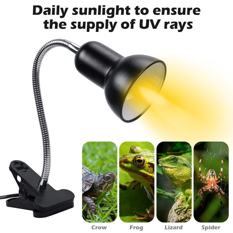 Reptile Heat Lamp with Dimmable Switch,Adjustable Basking Spot Heat Lamp for Animal Enclosures & Aquariums w/360° Rotatable Arm & Heavy-Duty Clamp –Suitable for Reptiles, Fish, Insects and Amphibians Black - PawsPlanet Australia