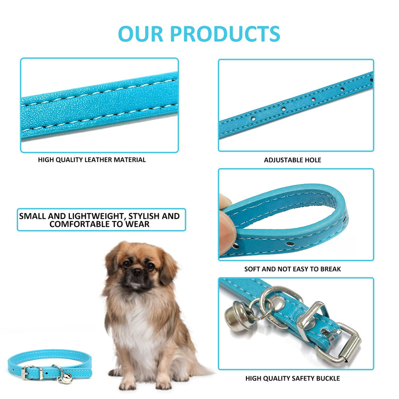4 Pack Leather Dog Collars with Bell Adjustable Safety Buckle Quick Release Cute Kitten Collars (4 Colors) - PawsPlanet Australia
