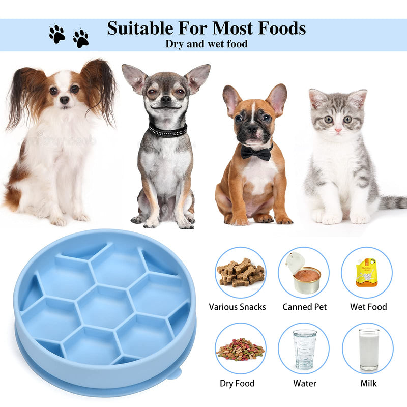 ALLYGOODS Silicone Slow Feeder Dog Bowl - Non Slip Dog Food Bowl with Anti-Tipping Bottom Suction Cup - Easy Cleaning Slow Feeder - Prevents Gulping and Vomiting Dog Feeder Small(Pack of 1) Blue - PawsPlanet Australia