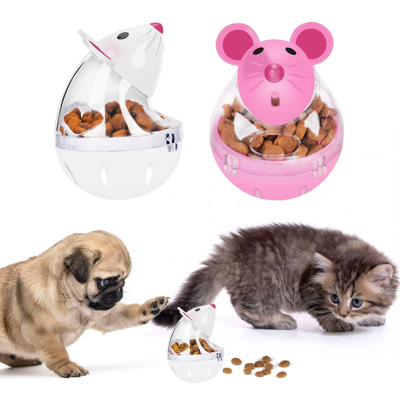 [Australia] - Legendog Cat Slow Feeder Cat Food Ball Mice Water Droplet Bone Tumbler Shaped Pet Treat Ball Cat Food Toy Ball Pet Food Ball White 