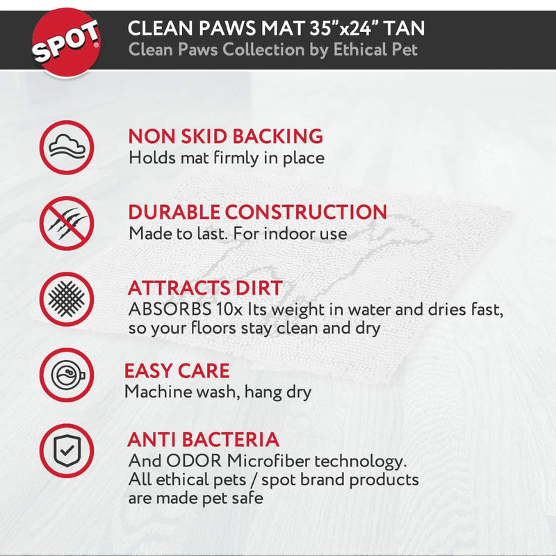 [Australia] - Clean Paws - Chenille Microfiber Dog Door Mat - 35X24 Inches/Attractive, Durable, Super Absorbent, Washable. by Ethical Pets 