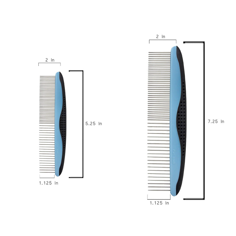 LovinPup 2 Pack Pet Combs for Grooming, Stainless Steel Rounded Edge Comb Teeth, Good for Long or Short Haired Pets, Large Pet Comb and Small Pet Comb Included - PawsPlanet Australia