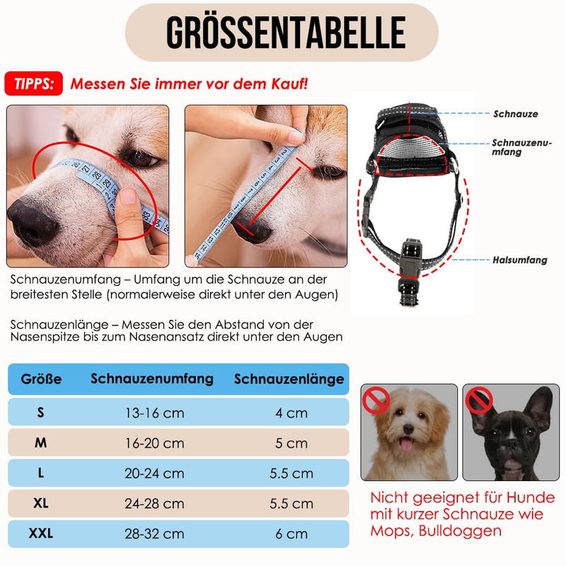 Eyein Muzzle for Medium Dogs, Adjustable Dog Muzzle with Breathable Air Mesh, Reflective Muzzle with Connecting Strap, Prevents Biting, Barking and Chewing, Red, M - PawsPlanet Australia