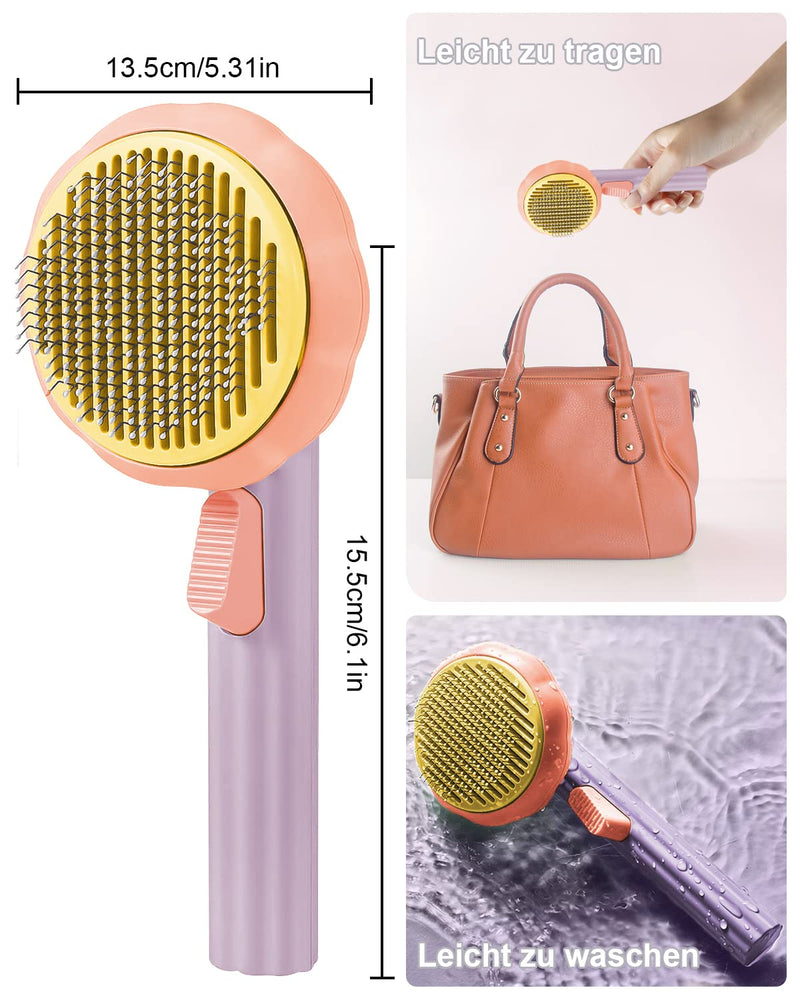 Pet Dog Brush Cat Brush, Hair Remover Pet Brush for Long Hair and Short Hair, [2022 New] Premium Massage Grooming Brush for Cats Dogs, Clean Pet Hair with One Click, Purple - PawsPlanet Australia
