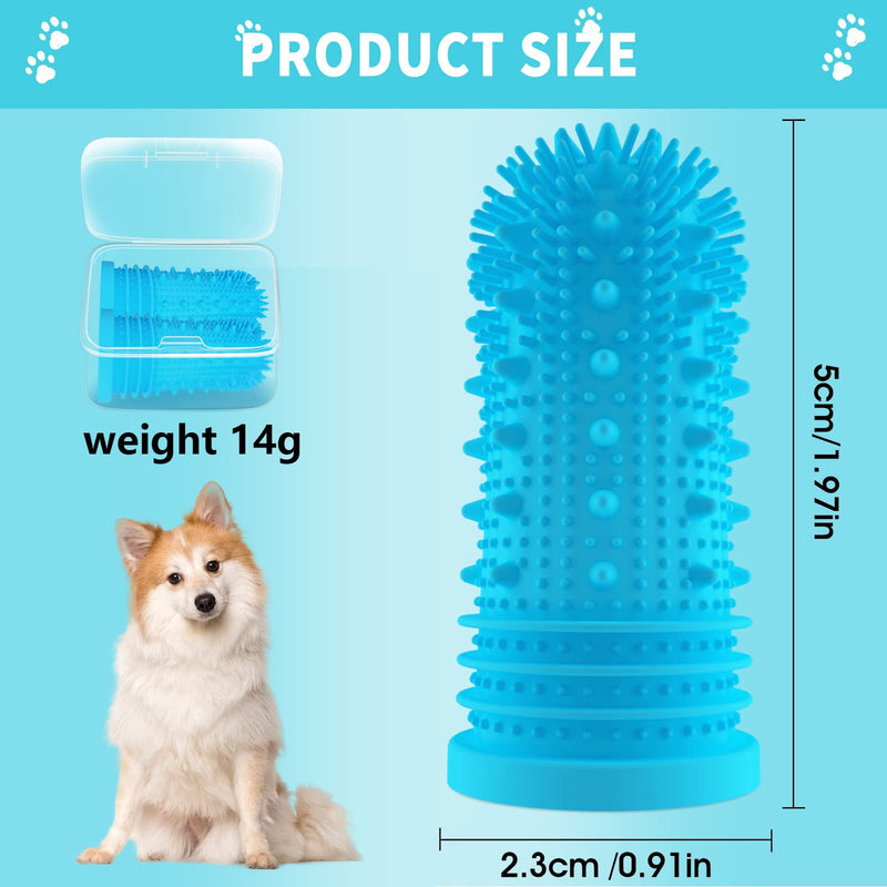 Dog Toothbrush Dog Finger Toothbrush for Dogs, Cats, Puppies Dental Care & Fresh Breathing, Silicone, Fully Surrounded Bristles, Dog Toothbrush, Reusable with Storage Box (Pack of 2) 2 Blue - PawsPlanet Australia