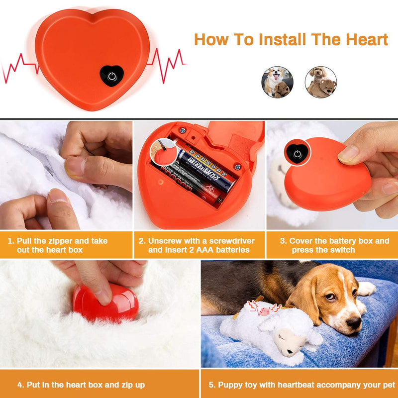 E-More Puppy Toy with Heartbeat, Puppies Separation Anxiety Dog Toy Soft Plush Sleeping Buddy Behavioral Aid Toy Puppy Heart Beat Toy for Puppies Dog Pet, Sheep Shape - PawsPlanet Australia