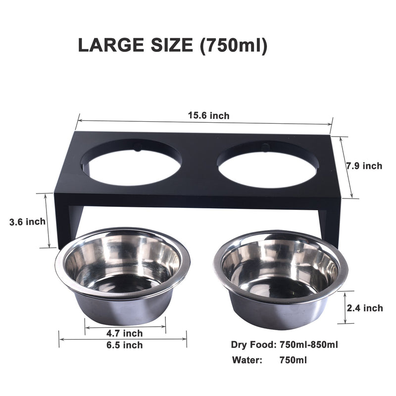 [Australia] - PAWISE Elevated Pet Feeder, Raised Dog Feeder Stainless Steel Bowl with Wooden Frame L-750ml 