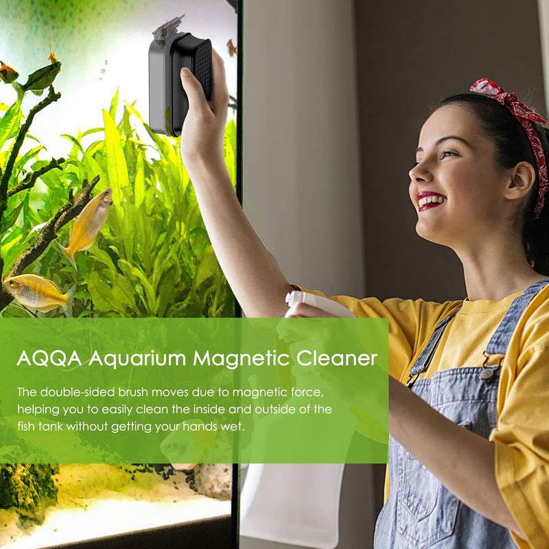 AQQA Magnetic Aquarium Fish Tank Cleaner Fish Tank Glass Algae Scraper Glass Cleaner Scrubber Floating Clean Brush Suitable for Freshwater and Saltwater Small - PawsPlanet Australia