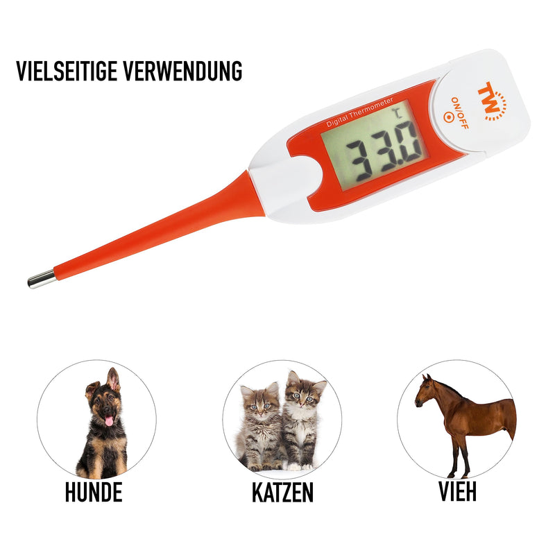 Premium pet thermometer for pet owners of dogs, cats, horses, flexible digital temperature probe including veterinary hobdays chart - PawsPlanet Australia