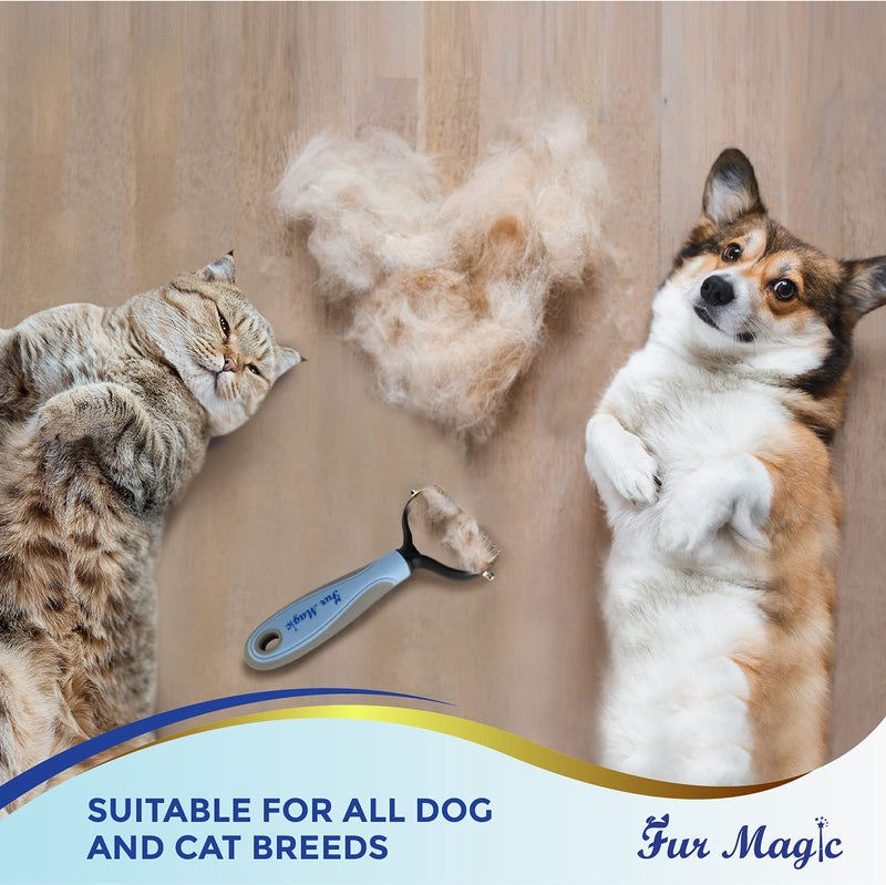 Fur Magic Dematting Comb, Double-Sided Blade Rake Grooming Comb, Removes Loose Undercoat, Knots and Mats - PawsPlanet Australia