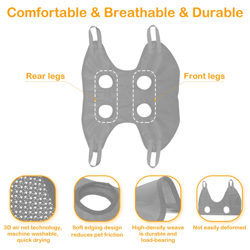 PBRO Pet Grooming Hammock Harness for Cats & Dogs, Pet Grooming Gauze Mesh Breathable Hammock, Pet Supplies Kit with 4 S-Hooks, Pet Comb, Hammock Link Belt, Nail Clippers and Nail Files Small Grey - PawsPlanet Australia