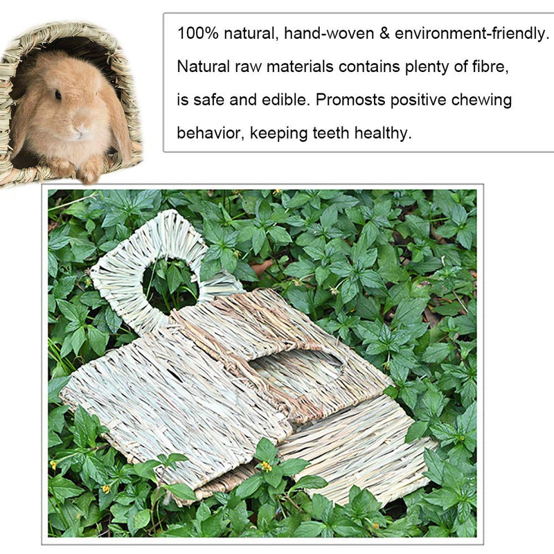 Grass House for Rabbit - Natural Hand Woven Seagrass Hay Hut Foldable Woven Hut, Hideaway Hut Toy for Bunny, Guinea Pigs, Chinchilla, Small Animals, 1 Pack - PawsPlanet Australia