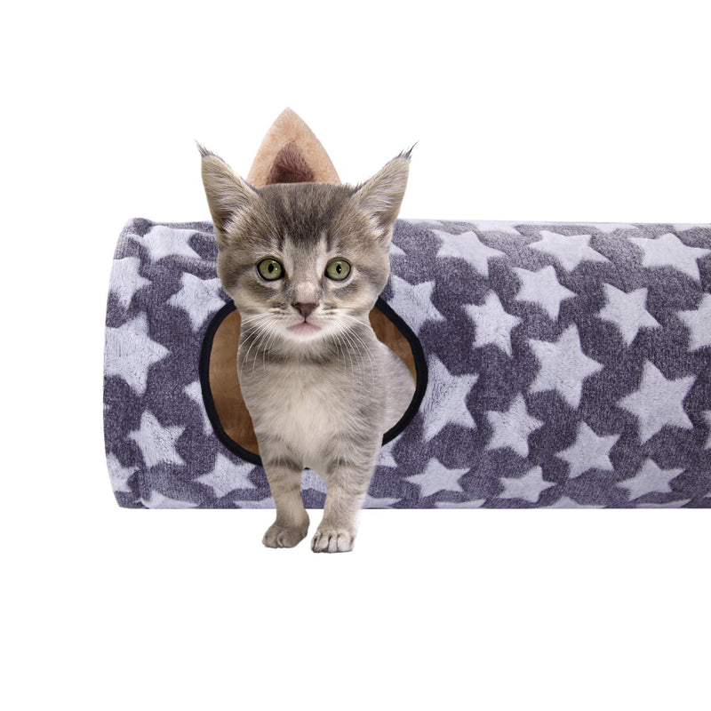 LUCKITTY Cat Plush Tunnel Toy with Ball for Cat Kitten Dog Rabbit 47.2Inch/120Cm Grey - PawsPlanet Australia