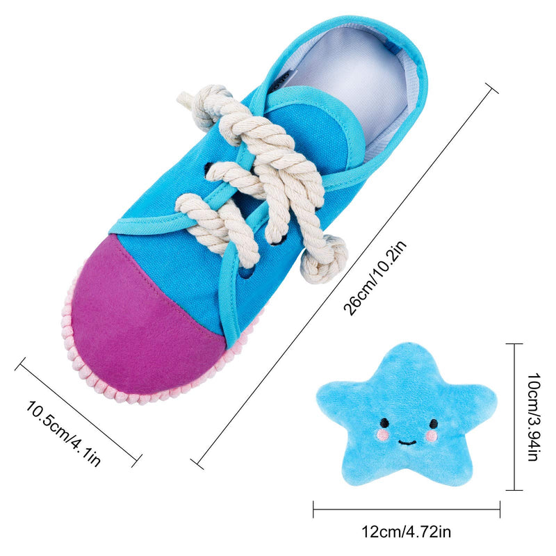 metagio Dog Shoe Toy Safe Dog Chew Toy Dog Interactive Toys Durable Puppy Squeaky Toys Mini Sneakers Shoes Toy for Puppy Small Medium Dogs(Blue) - PawsPlanet Australia