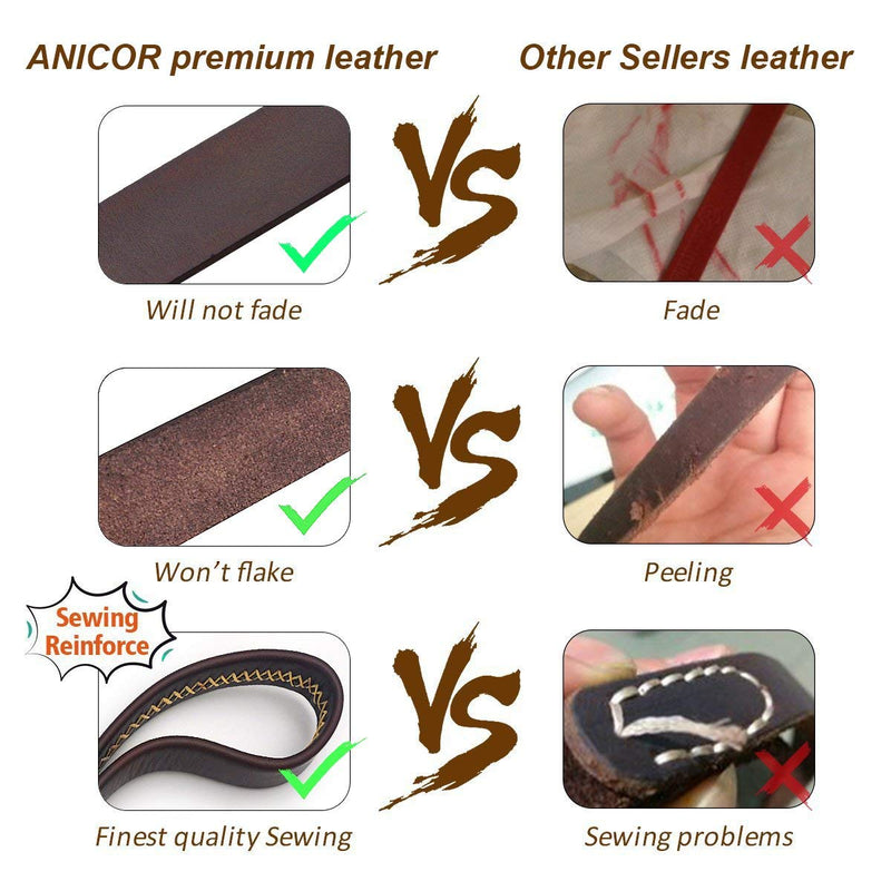 [Australia] - ANICOR Leather Dog Leash Wrapped Handle Italy Cowhide(Never Fading) Heavy Duty Padded Lead for Medium, Large Dogs Training and Walking ①Brown 6 feet 