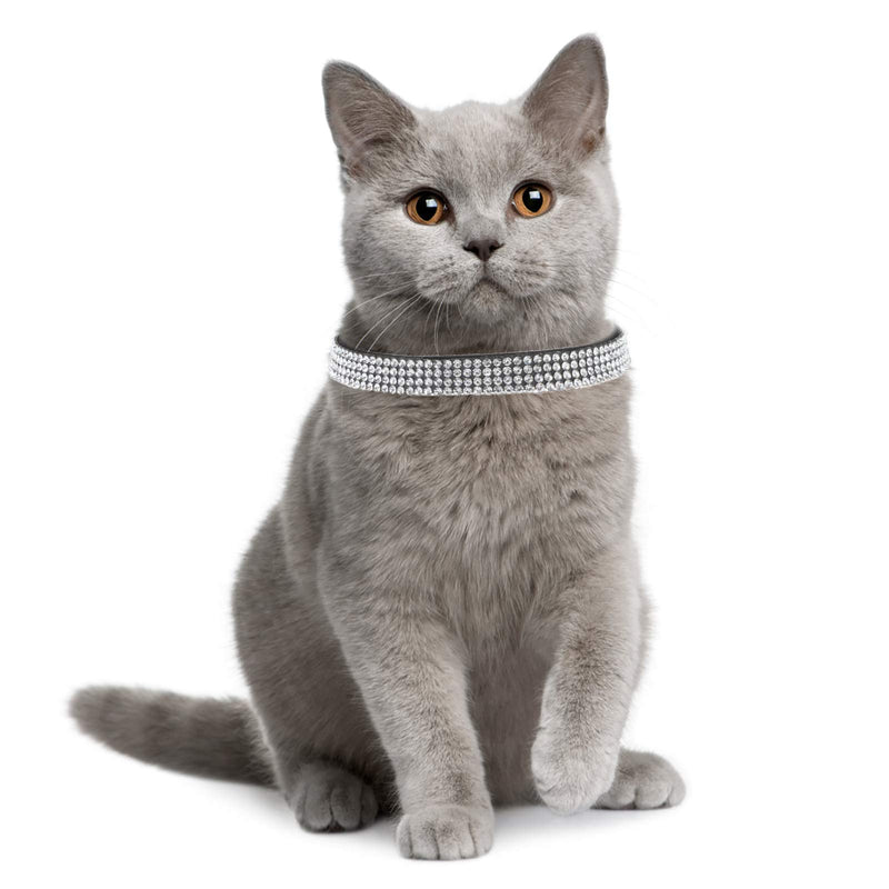 2 Pieces Rhinestones Cat Collars with Bell Adjustable Breakaway Pet Cats Kittens Collar, 2 Colors Color 1 - PawsPlanet Australia