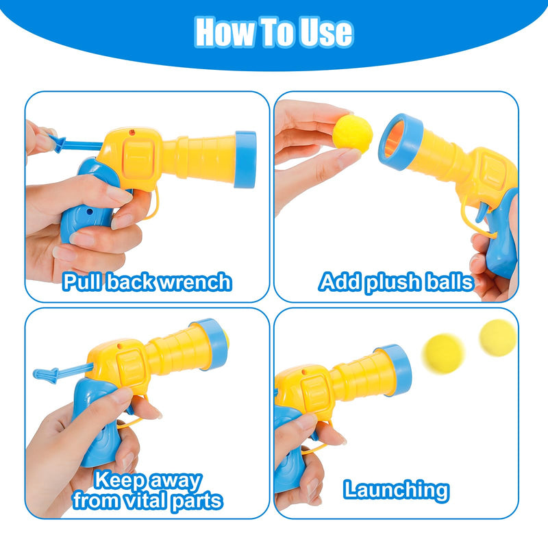Fanshiontide Pack of 100 Cat Toy Balls with Cat Toy Launcher, Interactive Toy Funny Cat Toys Relieves Depression, Stretch Plush Ball Toy for Indoor Cats Kitty - PawsPlanet Australia