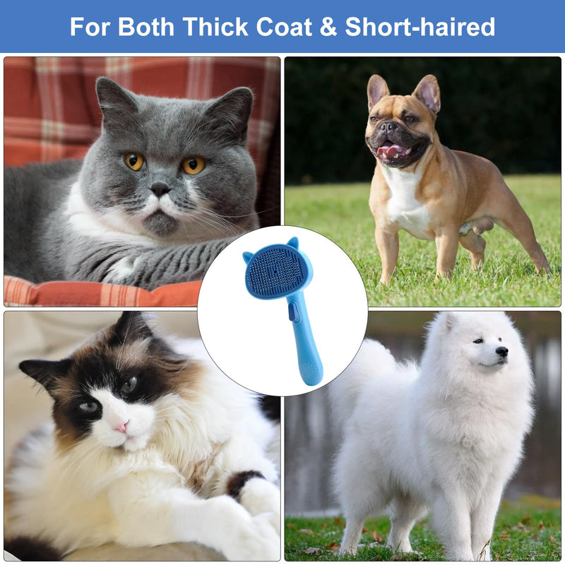 Cat brush, dog brush, pet brushes, self-cleaning pet brush, pet brush for cats and dogs with short, medium, long hair for removing undercoat, loose fur and dirt - PawsPlanet Australia