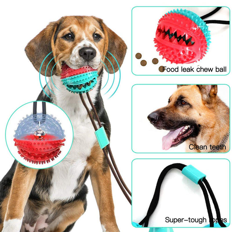 PLYFUNS Suction Cup Dog Toy, Self Playing Pet Molar Bite Toy with Chew Rubber Ball and Durable Rope Interactive Pet Tug Toy for Teeth Cleaning/Pulling - PawsPlanet Australia