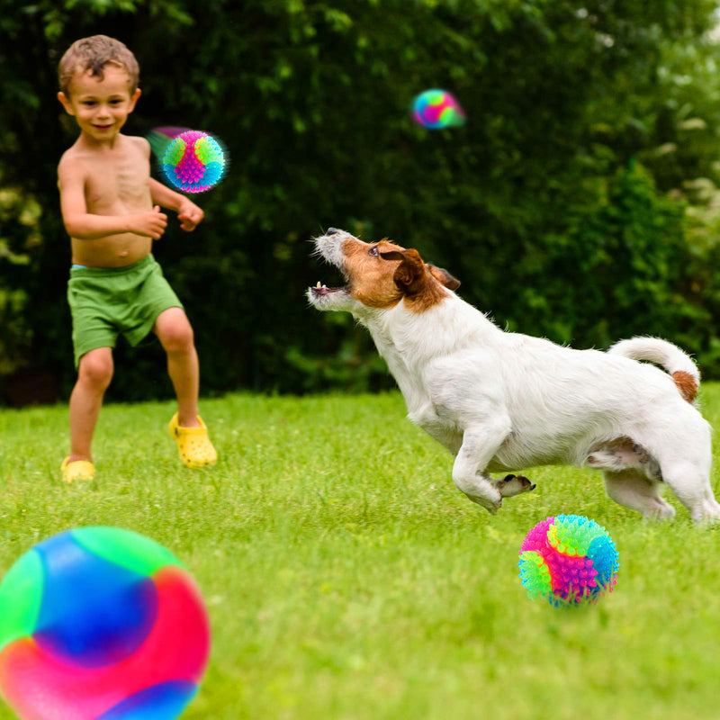 4 Pieces Light Up Dog Balls Glowing Elastic Balls LED Flashing Spike Pet Balls Molar Ball Pet Light Color Balls Interactive Pet Toys for Cats Dogs Chewing Playing (2.2 Inch, 2 Styles) - PawsPlanet Australia