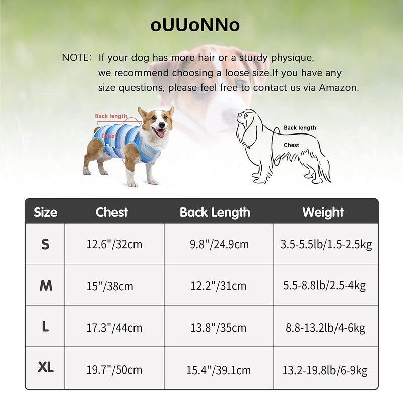 oUUoNNo Recovery Suit for Puppy Dog Surgical Recovery Suit for Abdominal Wounds or Skin Diseases Male Female Anti Licking Dog Onesies Pet Surgery Suit,Substitute E-Collar & Cone (S, Blue) S - PawsPlanet Australia