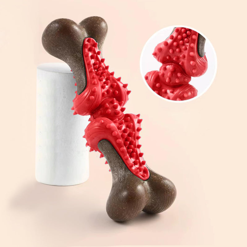 Lacusmall dog chew toy, hard dog toy for aggressive chewers with wood fibers, dog tooth toy for cleaning and training, strong dog toy chews for a long time and permanently red - PawsPlanet Australia