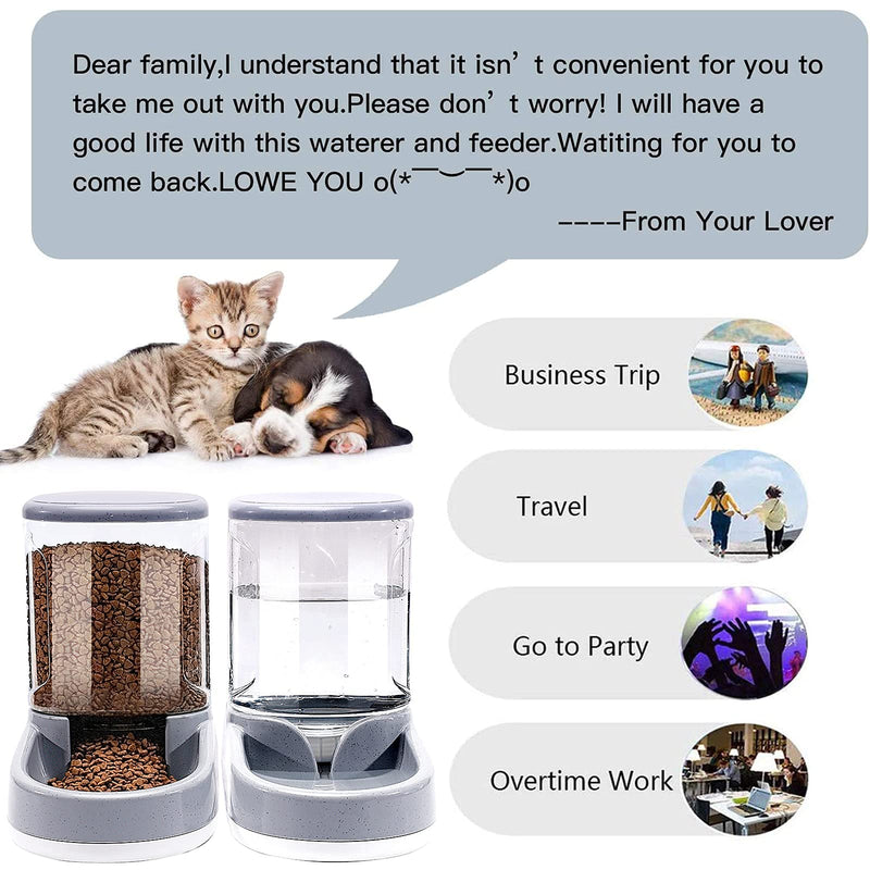LeYoMiao Automatic Pet Feeder Medium and Small Pet Automatic Food Feeder and Drinker Set 3.8 L, Dog Travel Supplies Feeder and Drinker Cat Rabbit Pet Animal food feeder +waterer - PawsPlanet Australia