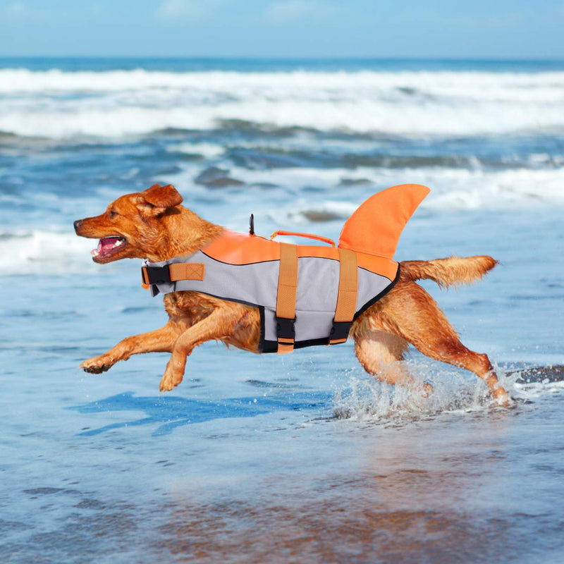 [Australia] - ASENKU Dog Life Jacket Ripstop Pet Floatation Vest Saver Swimsuit Preserver for Water Safety at The Pool, Beach, Boating Medium Orange 