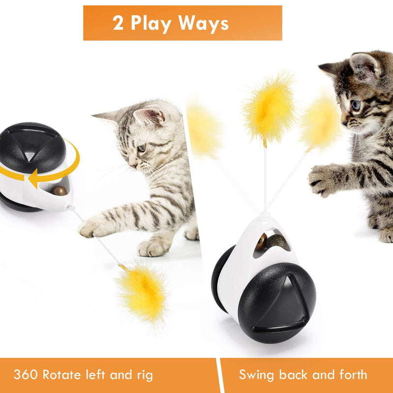 [Australia] - DXCEL Cat Toys for Indoor Cats, Interactive Cat Toy Balance Swing Car Cat Chase Toys with Feather and Catnip for Cats Entertainment Hunting Exercise, Bells Included 