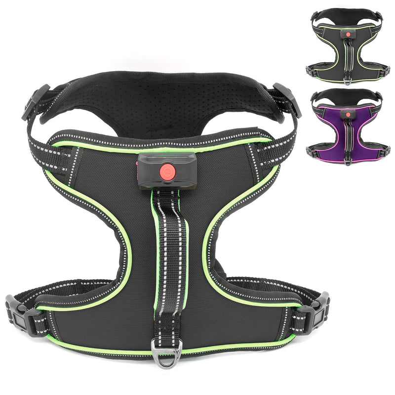 Dog Harness Luminous Rechargeable Luminous Harness for Dogs LED Illuminated Dog Harness for Small Medium Large Dogs Luminous Harness for Dogs M Green - PawsPlanet Australia
