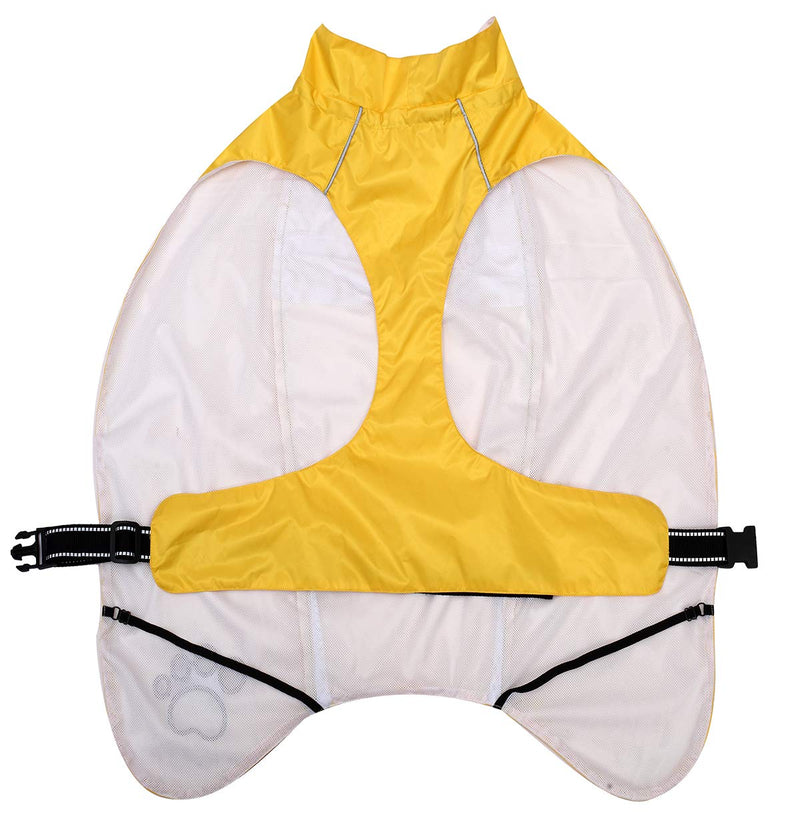 Dog raincoat, rain poncho for dogs, rain gear for dogs, dog clothes with adjustable bands and drawstring, fit for medium large dogs - Yellow - XXL - PawsPlanet Australia