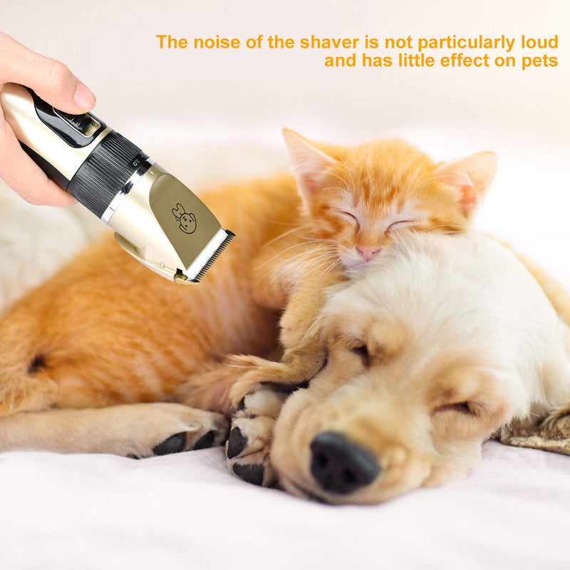 Podazz Electric Dog Grooming Kit Pet Clippers for Small Medium Large Breeds Pet Shaver Low Noise Dog Hair Trimmer Kit Rechargeable Cordless Dog Grooming Clippers Electric Pet Clippers Gold - PawsPlanet Australia