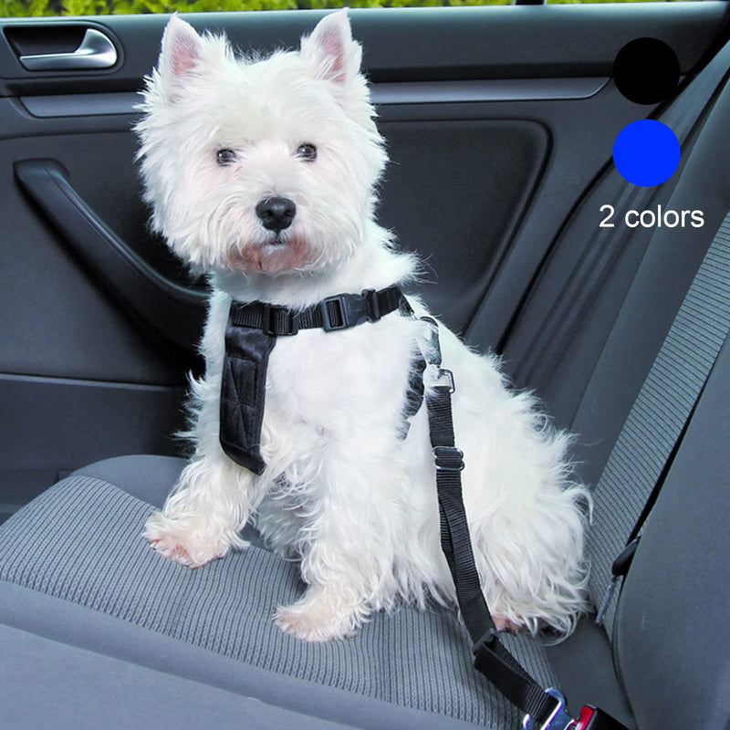 GGISUI 2pcs Dog Seat Belt Adjustable Dog Seat Belt 42-70cm Car Belt Dog Travel Accessories for All Dog Breeds Cats Car Types Black Blu - PawsPlanet Australia