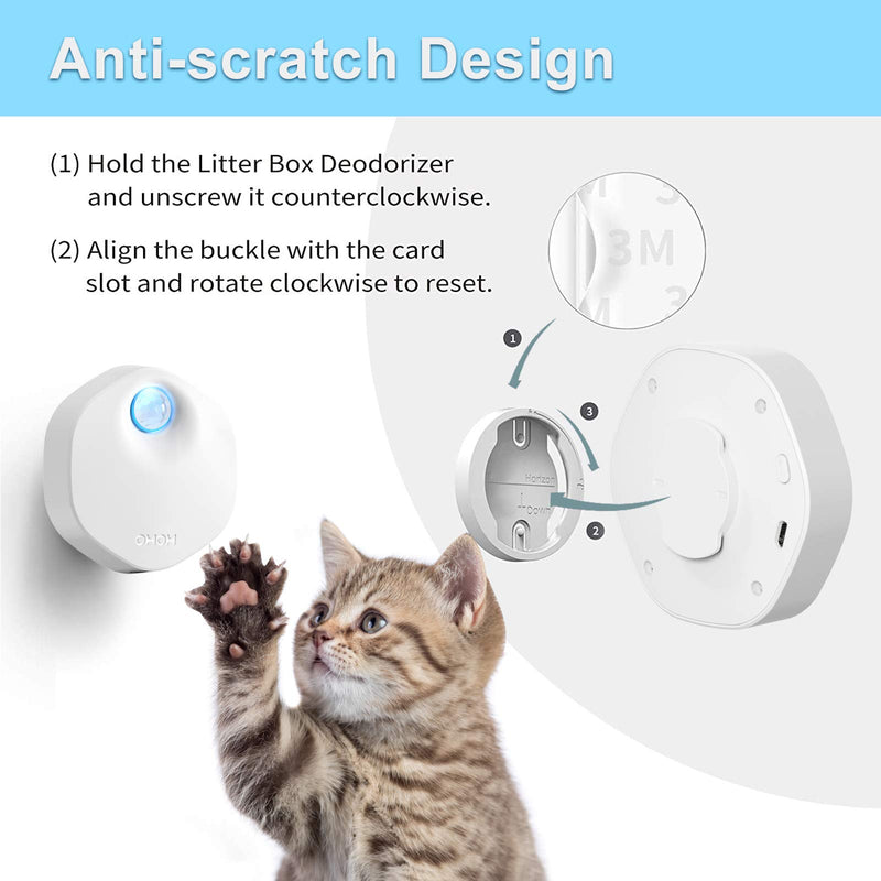 Pet Deodorate Litter Box Odor Genie, Auto On/Off, Way Better Than Deodorizer or Neutralizer, Reduce Litter Dust, for All Kinds Cat Toilet，Dog Toilet,Car，Wardrobe (White, Classic) - PawsPlanet Australia