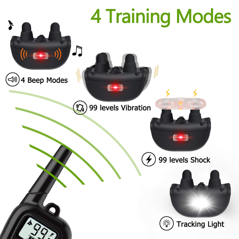 [Australia] - WILLBEST 2020 Upgraded Dog Training Collar Waterproof and Rechargeable Range 1650 Ft Shock Collar with Beep,Vibration,Shock,Tracking Light Modes Green 