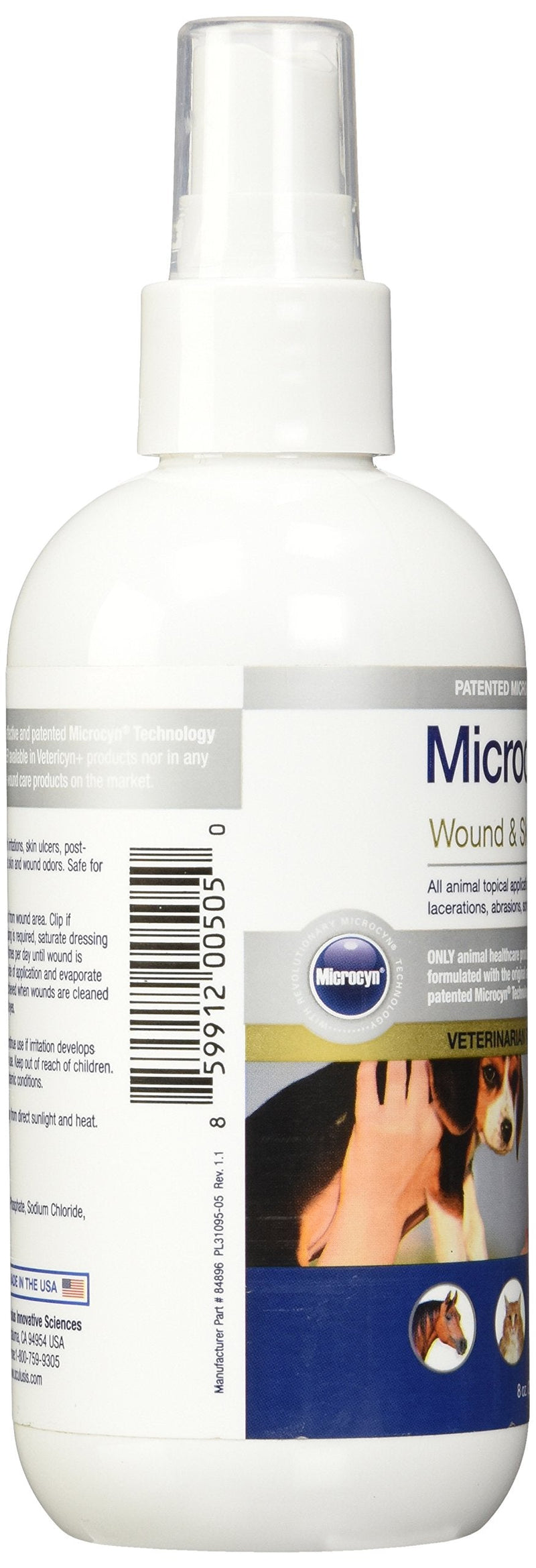 MicrocynAH Wound and Skin Care Sprayable Hydrogel 8-Ounce - PawsPlanet Australia