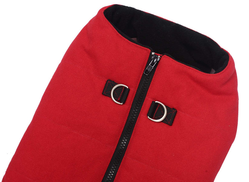 Ctomche Cold Weather Dog Warm Vest Jacket Coat，Dog Jacket Coat with Zipper Closure and Leash Ring，Waterproof Windproof Dog Winter Coat Red-M Medium (Length:32CM) - PawsPlanet Australia